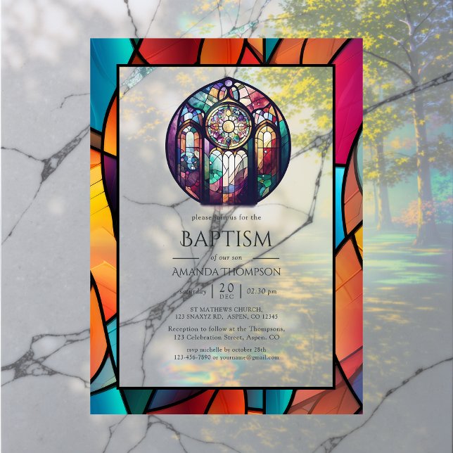 Invitations En Acrylique Eglise moderne Baptême, dédicace ou baptême (Modern Church Baptism, Dedication or Christening Acrylic Invitations)