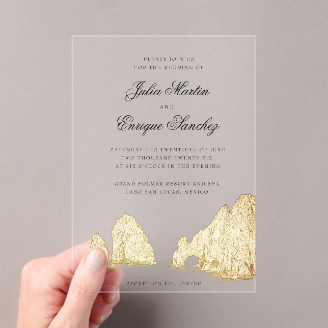 Invitations En Acrylique El Arco Cabo San Lucas Arche de mariage (In situ (ordinateur de poche))
