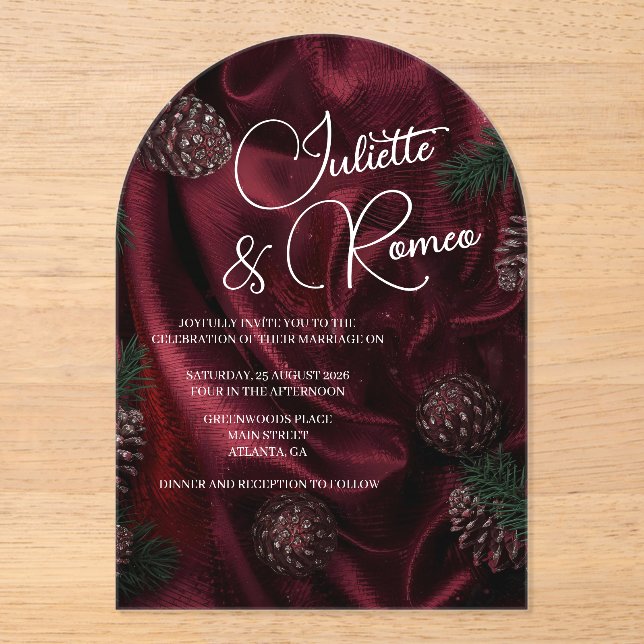 Invitations En Acrylique Élégance Bourguignonne  (Recto)