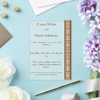 Invitations En Acrylique Élégance Chinoise en Acrylique Mariage au Chocolat