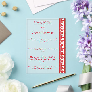 Invitations En Acrylique Élégance Chinoise en Acrylique Rouge Cerise pour M