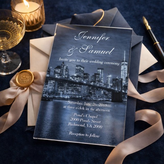 Invitations En Acrylique Élégance de la skyline moderne de NYC  (Créateur téléchargé)