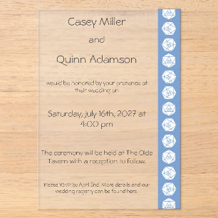 Invitations En Acrylique Élégance de Table en Pérvenche pour Mariage en Acr