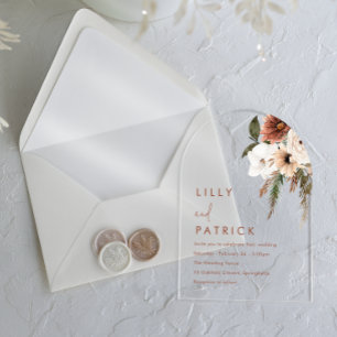 Invitations En Acrylique Élégance Florale Bohème Arche de Mariage