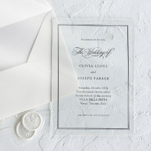 Invitations En Acrylique Élégance italienne classique   Mariage