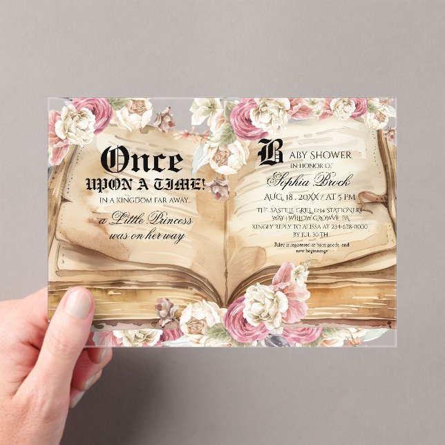 Invitations En Acrylique Elegance Kingdom Book Baby Shower (In situ (ordinateur de poche))