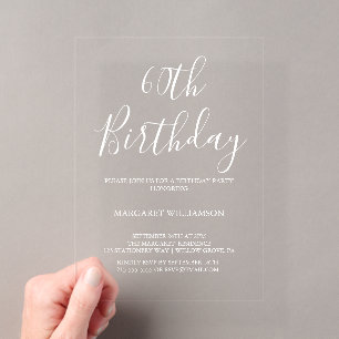 Invitations En Acrylique Élégance Moderne 60e Anniversaire