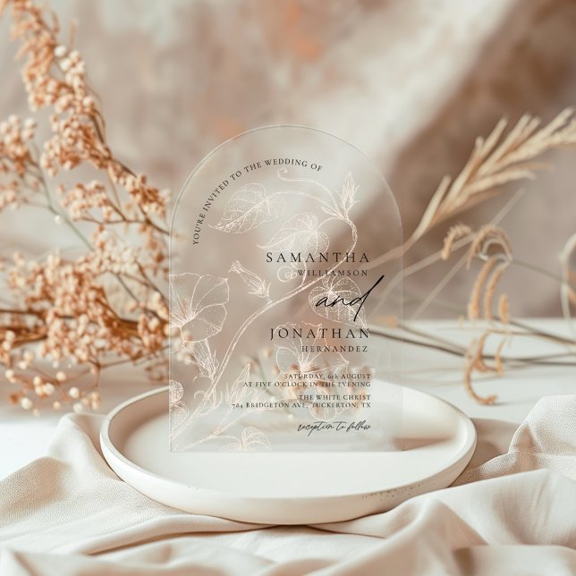 Invitations En Acrylique Elegang Bohemian Green Mariage (Créateur téléchargé)