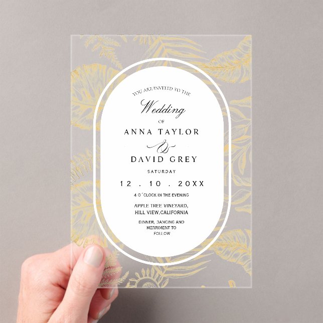 Invitations En Acrylique Elegant and Classic Flora Wedding  (In situ (ordinateur de poche))