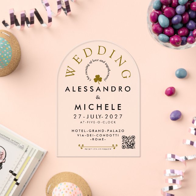 Invitations En Acrylique Elegant And Minimalist  Simple Wedding With QR (Insitu (Célébration))