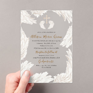 Invitations En Acrylique Elégant Aquarelle moderne Beige Ailes AnInvitation