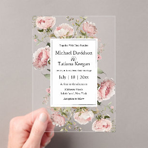 Invitations En Acrylique élégant aquarelle rose fleuri mariage