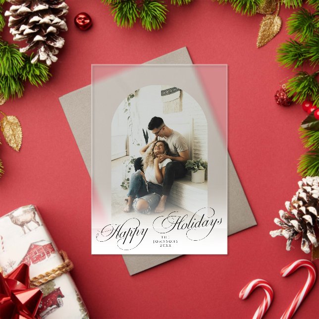 Invitations En Acrylique Elegant Arch 1 Photo Merry Christmas Holiday Card (Insitu (vacances))