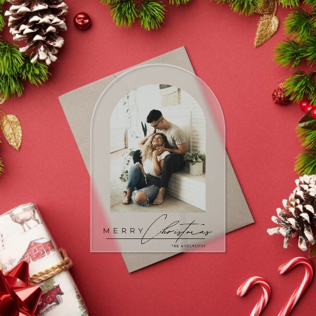 Invitations En Acrylique Elegant Arch 1 Photo Merry Christmas Holiday Card (Insitu (vacances))