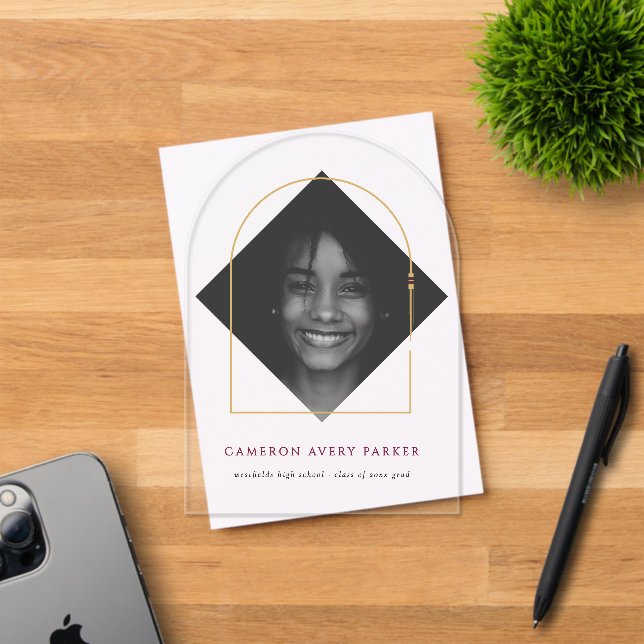 Invitations En Acrylique Elegant Arch Tassels Modern Frame Photo Graduation (Insitu (Carte d'invitation))