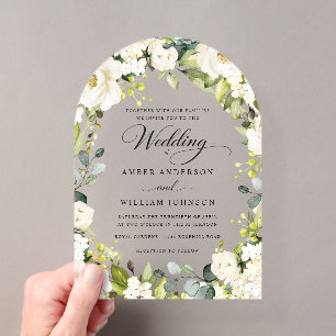Invitations En Acrylique Élégant Arche Fleurie en Acrylique de Mariage en I