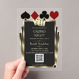Invitations En Acrylique Elegant Art Deco Vegas Casino Night Graduation 