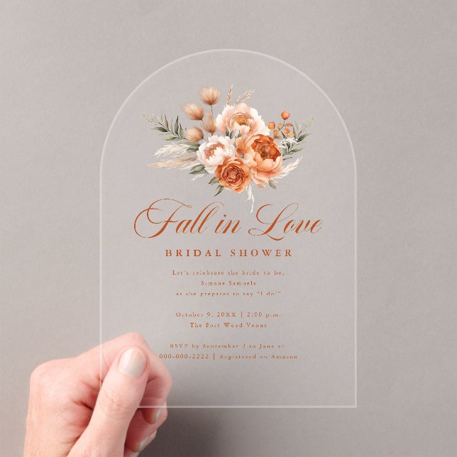 Invitations En Acrylique Elegant Autumn Fall In Love Bridal Shower (In situ (ordinateur de poche))
