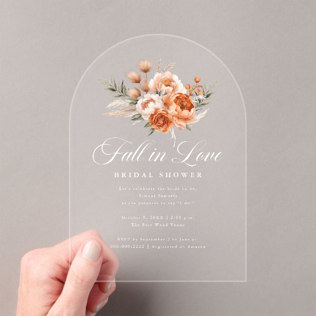 Invitations En Acrylique Elegant Autumn Fall In Love Bridal Shower (In situ (ordinateur de poche))