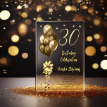 Invitations En Acrylique Elégant Ballons d'or sur Black 30th Birthday Party<br><div class="desc">Ballons d'or à fausse parties scintillant élégante avec grand arc et banderoles et étoiles accent "30" 30e anniversaire invitation de fête.</div>