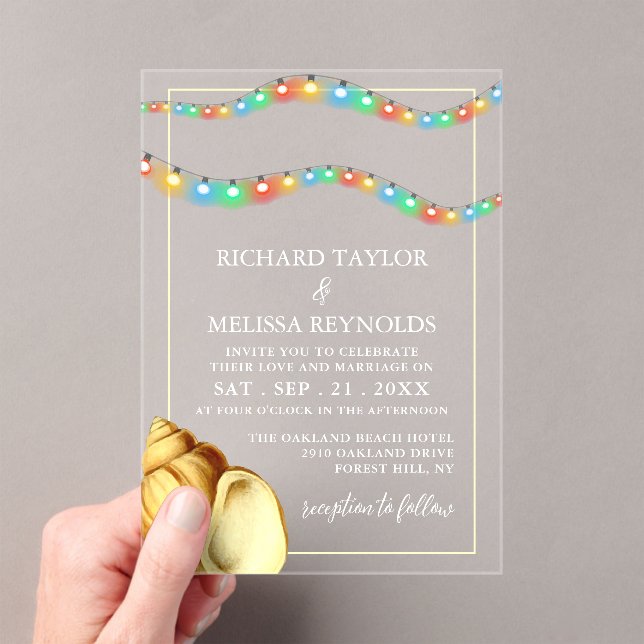 Invitations En Acrylique Elegant Beach Wedding (In situ (ordinateur de poche))
