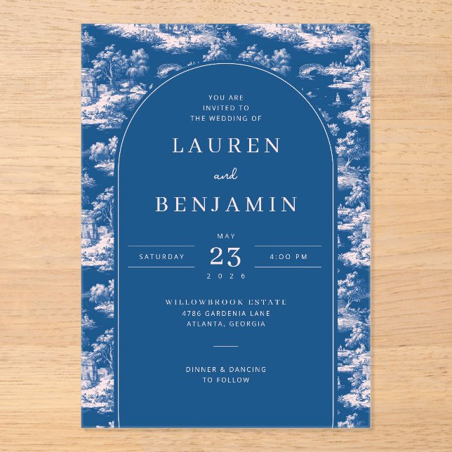 Invitations En Acrylique Elegant Blue Scenic Landscape (Recto)