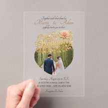 Elegant Blush Dahlias Golden Script Wedding Photo