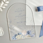 Invitations En Acrylique Elégant Boho Aquarelle Coral Beach Mariage Arc<br><div class="desc">Ce magnifique faire-part de mariage en arc acrylique bleu foncé à thème océanique éthérée est parfait pour les mariages de destination de plage d'été. Le cadre d'aquarelle côtière présente une variété de coraux délicats,  d'étoiles de mer et de coquillages.</div>