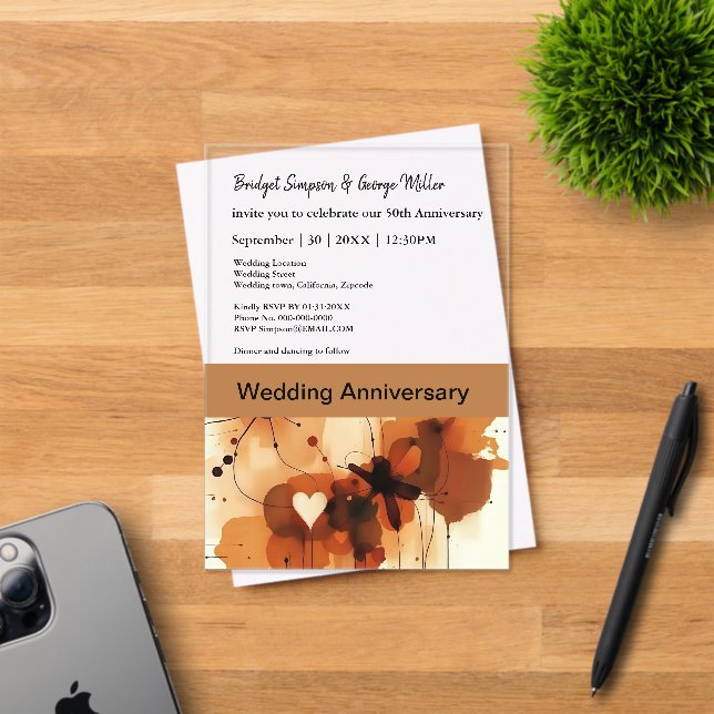 Invitations En Acrylique Elégant Boho Chic Mariage Anniversaire (Insitu (Carte d'invitation))