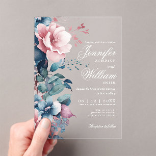 Invitations En Acrylique Elégant Boho Romantique Floral Mariage