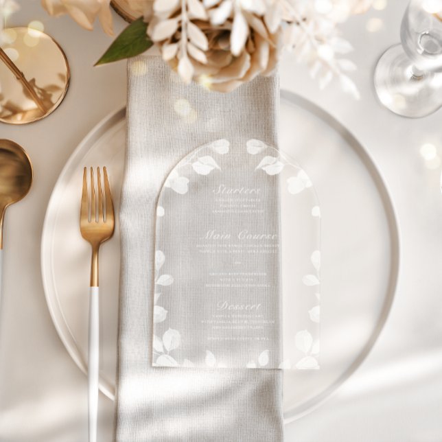 Invitations En Acrylique Elégant Botanique Acrylique Mariage Accueil Menu (Créateur téléchargé)