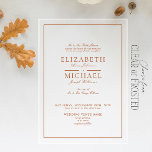 Invitations En Acrylique Élégant Burnt Orange Classic Script Mariage<br><div class="desc">Le Faire-part de mariage élégant Burnt Orange Classic Script est un mélange saisissant de sophistication et de chaleur. Parfait pour les couples qui apprécient l'élégance intemporelle, ce design est réalisé avec une teinte orange vif et riche qui évoque un charme automnal et une romance. La police de caractères raffinée renforce...</div>