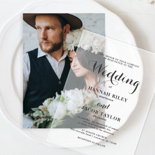 Invitations En Acrylique Elegant Calligraphy Simple Wedding