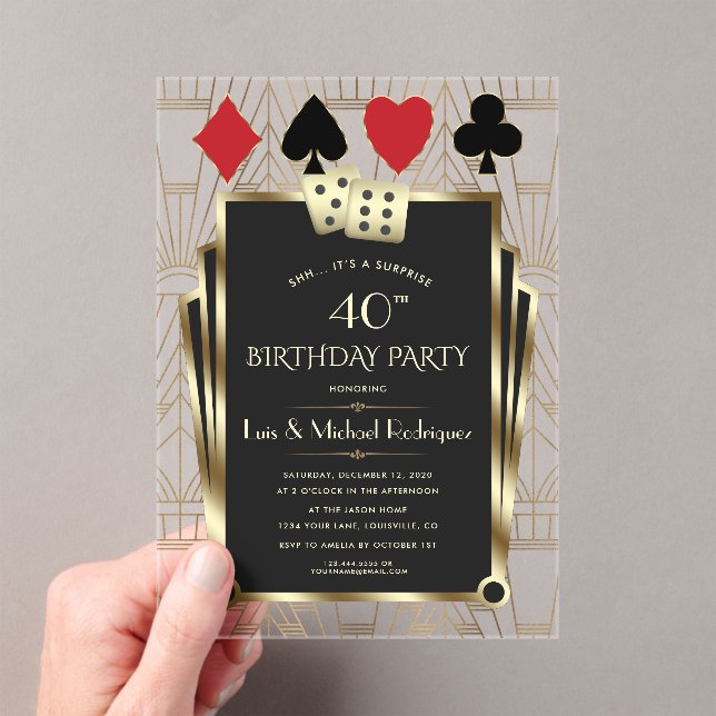 Invitations En Acrylique Elégant Casino Royale Las Vegas Poker Anniversaire (In situ (ordinateur de poche))