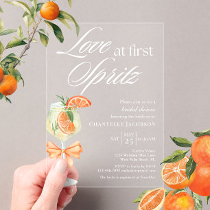 Invitations En Acrylique Élégant Chic Amour Au Premier Spritz Shower de Mar