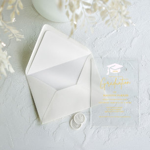 Invitations En Acrylique Élégant & Chic Gold Calligraphy Party