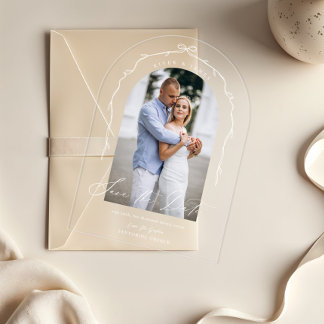 Invitations En Acrylique Elégant Chic Main Tirée Bow & Ribbon Arch Photo