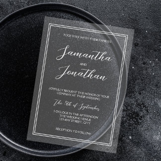 Invitations En Acrylique Élégant classique Calligraphie blanche Mariage de