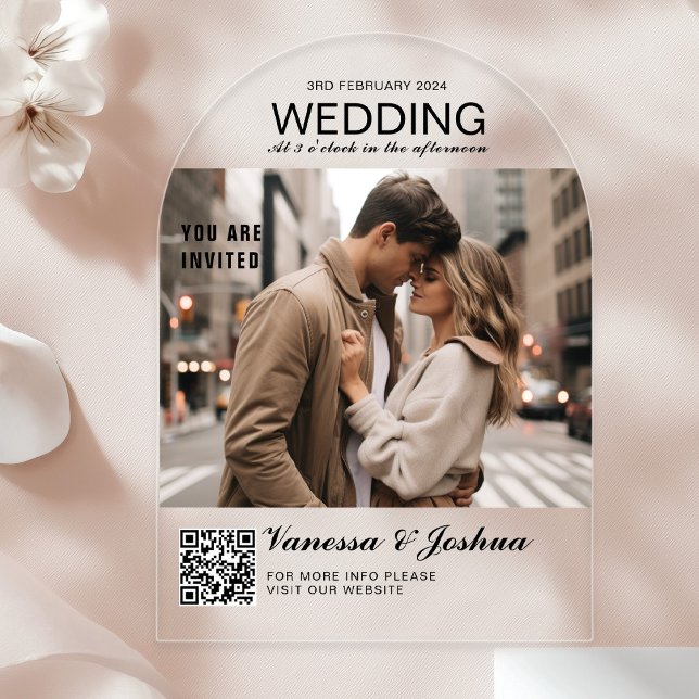 Invitations En Acrylique Élégant, Classique, Monogramme, Mariage, Arc, Phot (Elegant, Classic, Monogram, Photo, Wedding, Arch, Acrylic Invitations)