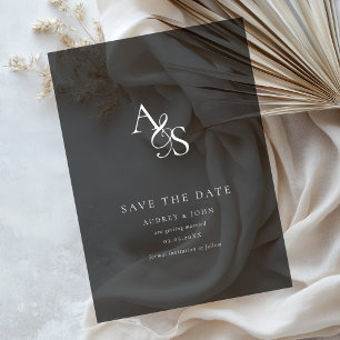 Invitations En Acrylique Élégant, Classique, Monogramme, Noir, Mariage