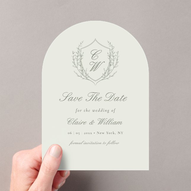 Invitations En Acrylique Elegant Crest Wreath Save the Date (In situ (ordinateur de poche))