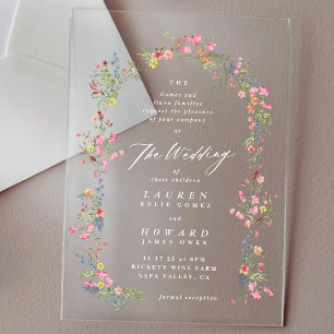 Invitations En Acrylique élégant dainty fleurie arc mariage