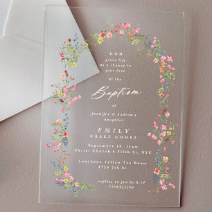 Invitations En Acrylique élégant dainty floral été arche baptême