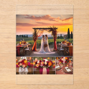 Invitations En Acrylique Élégant décor Mariage de coucher de soleil italien