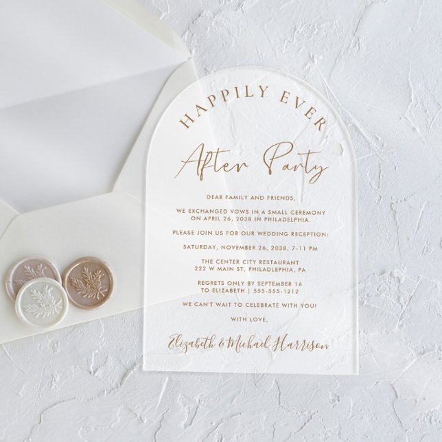 Invitations En Acrylique Élégant Écriture Dorée Arc Réception de Mariage gi (Start your forever with this elegant arch-shaped acrylic invite for a timeless Happily Ever After)