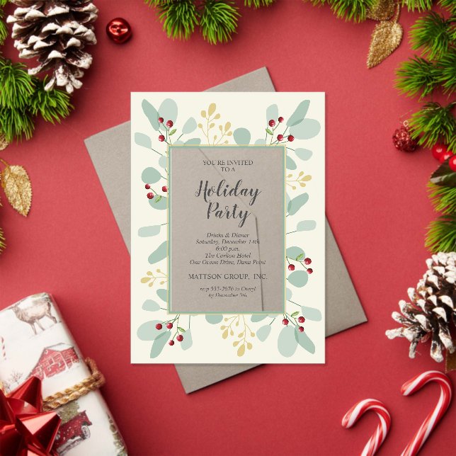 Invitations En Acrylique Elegant Eucalyptus & Berries Christmas Holiday (Insitu (vacances))