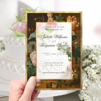 Invitations En Acrylique Elegant Fine Art Floral Still Life Wedding