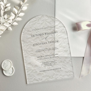 Invitations En Acrylique Élégant floral hivernal mariage blanc