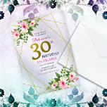 Invitations En Acrylique Elégant Floral Rose and Gold 30e anniversaire<br><div class="desc">30e anniversaire de Pink And Gold pour célébrer l'anniversaire du jalon. La typographie élégante à l'aquarelle fleurie et à la parties scintillant dorée apporte une touche unique et élégante. Personnalisez avec les détails de la fête.</div>