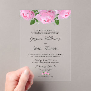 Invitations En Acrylique Elegant Floral Wedding